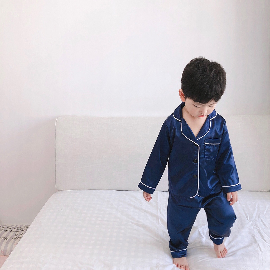 Bộ Ngủ Pijama Dài Tay Minky Soon Chất Lụa Mềm Mịn Cho Bé Trai Và Bé Gái Từ 6-28kg