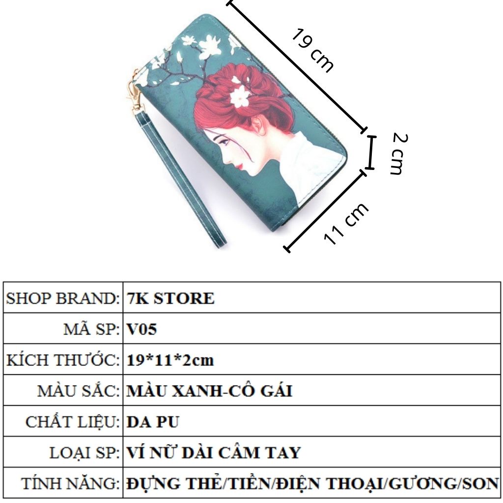 Ví nữ dài cầm tay cao cấp thời trang Hàn Quốc nhiều ngăn đẹp đựng tiền 7K STORE V05