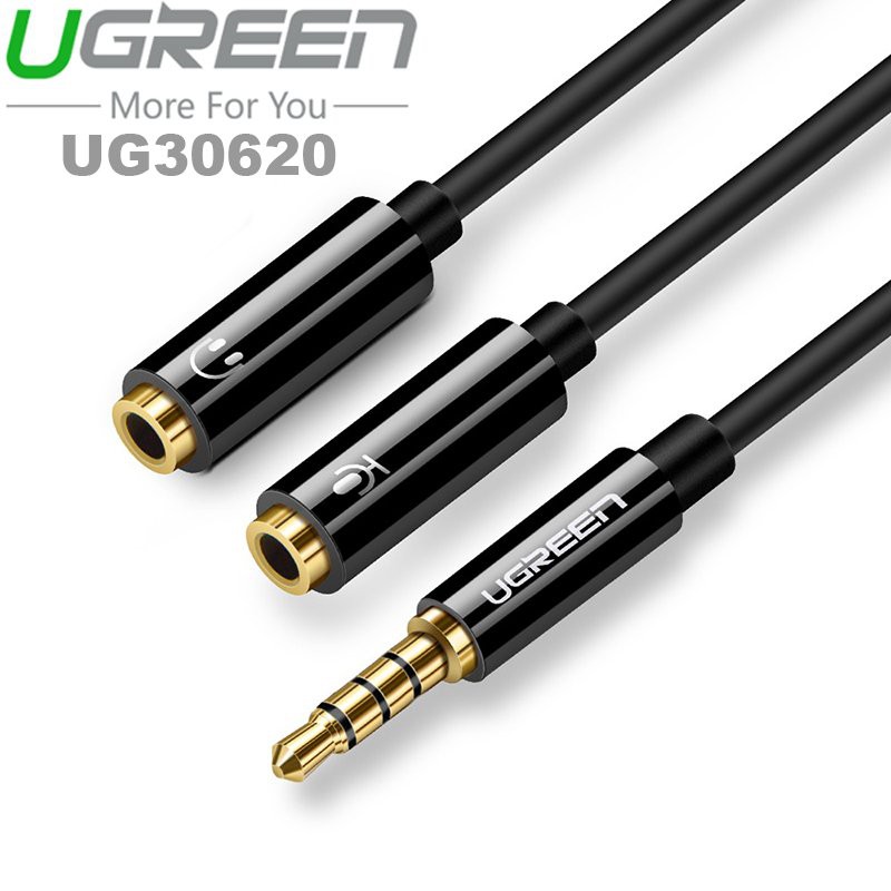 Cáp Chia Audio 1.5mm Ra 1 Đầu Loa 3.5mm và 1 Đầu Microphone Ugreen 30620