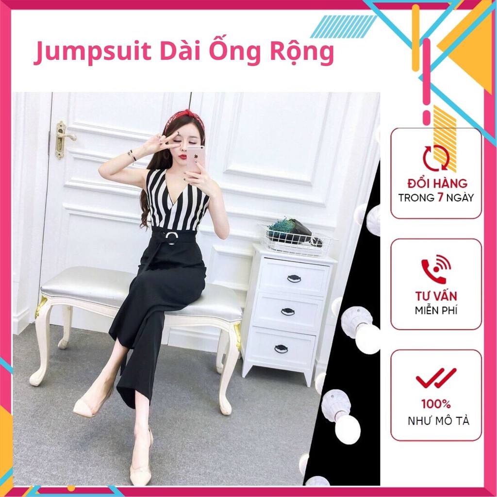 Jum Dài Ống Rộng, Jumpsuit Sọc, Đồ Bay Đẹp, Hàng Thiết Kế, Form Chuẩn, May Kĩ