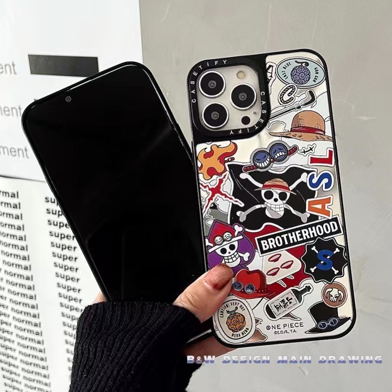 Ốp Điện Thoại Nhựa Acrylic Cứng Chống Sốc Gắn Gương Hình One Piece Cho iPhone 14 14Pro MAX 13 12 11 Pro MAX X XS MAX XR