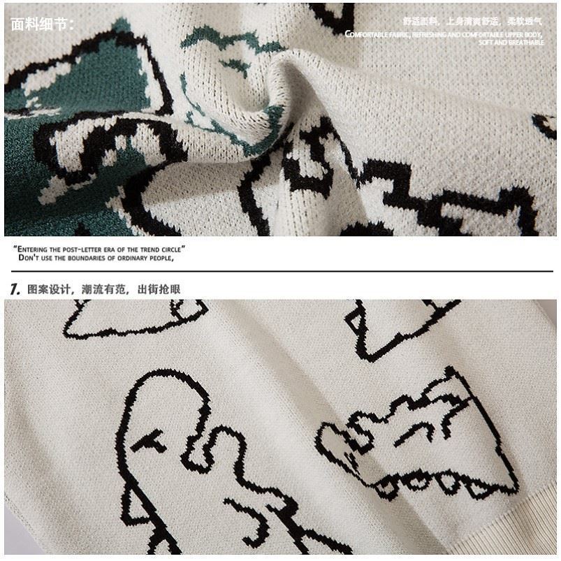 Áo Sweater Sát Nách Dáng Rộng In Hoạt Hình Kiểu Retro Cá Tính Cho Các Cặp Đôi
