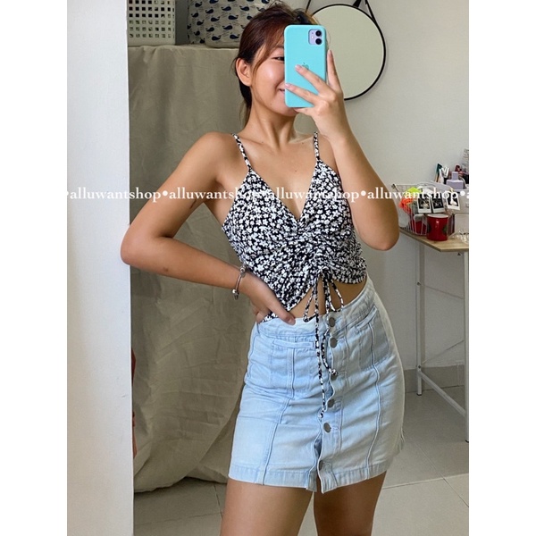 Áo dây Floral Drawstring Cropped Cami F21 VNXK