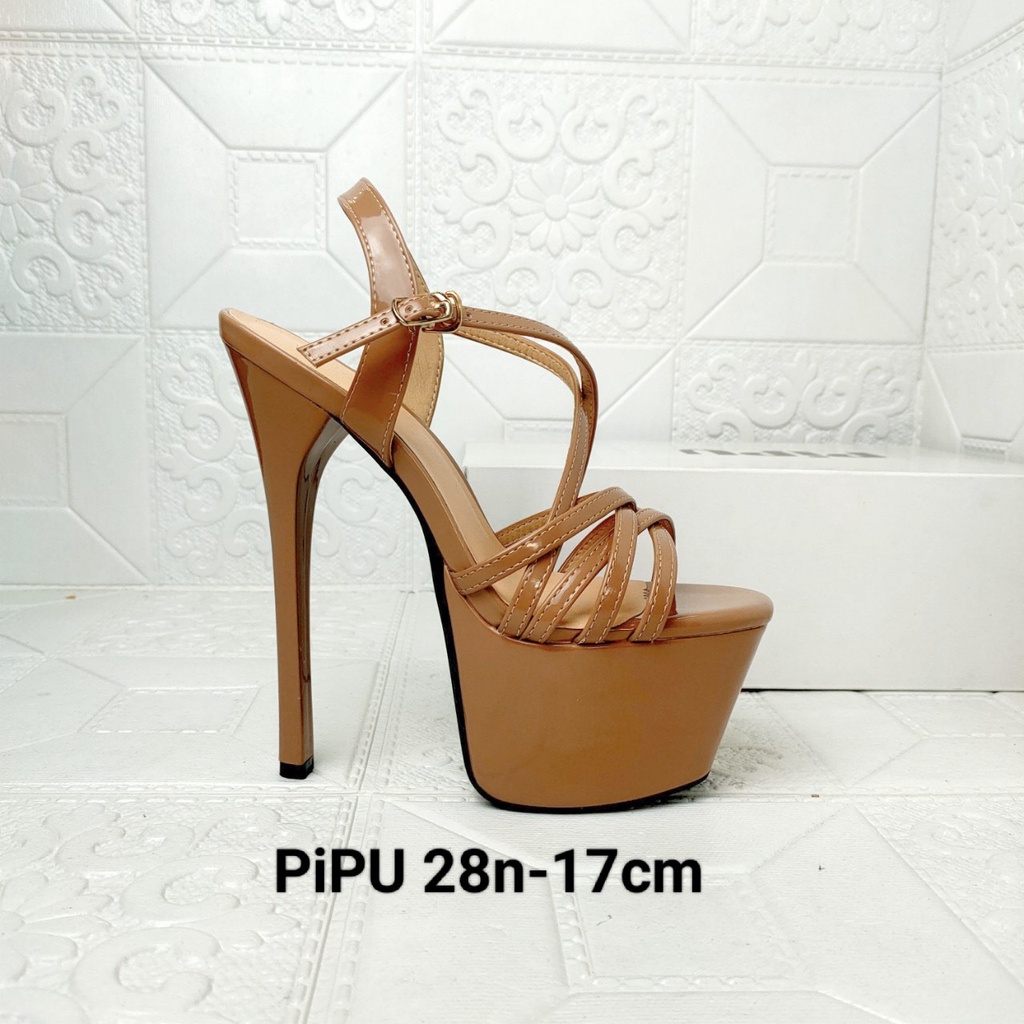 Giày cao gót đế  đúp & 17cm ,sandal cao gót thời trang catwalk hoa hậu giày cưới pipu 028N-17cm
