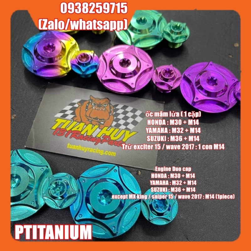 Ốc mâm lửa titan gr5 cho yamaha honda suzuki exciter 150 wave 17 winner sonic wave dream