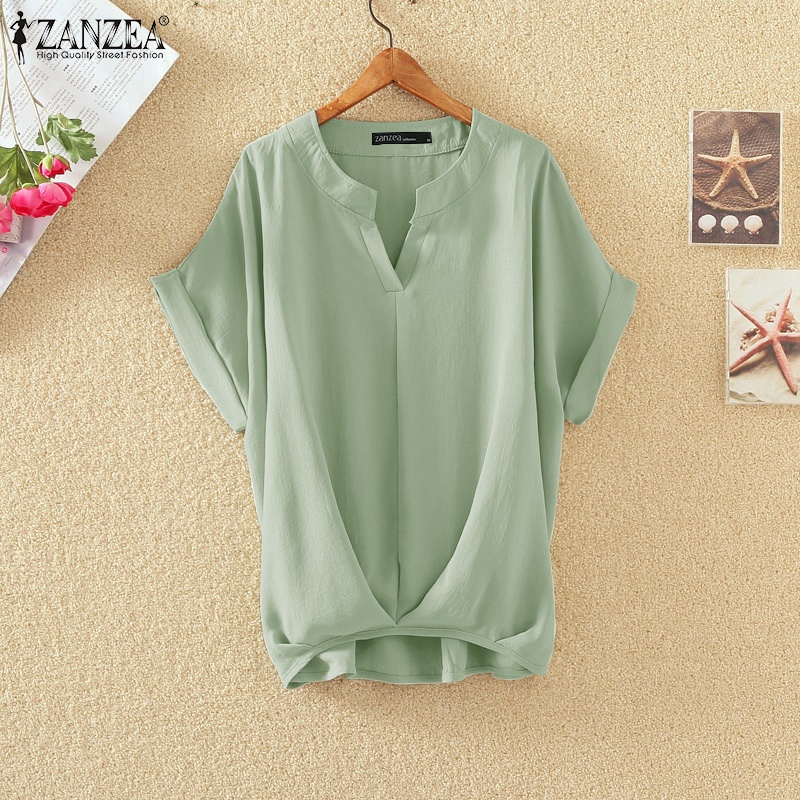 Zanzea Áo Nữ Tay Ngắn Cổ Chữ V Thời Trang Thanh Lịch