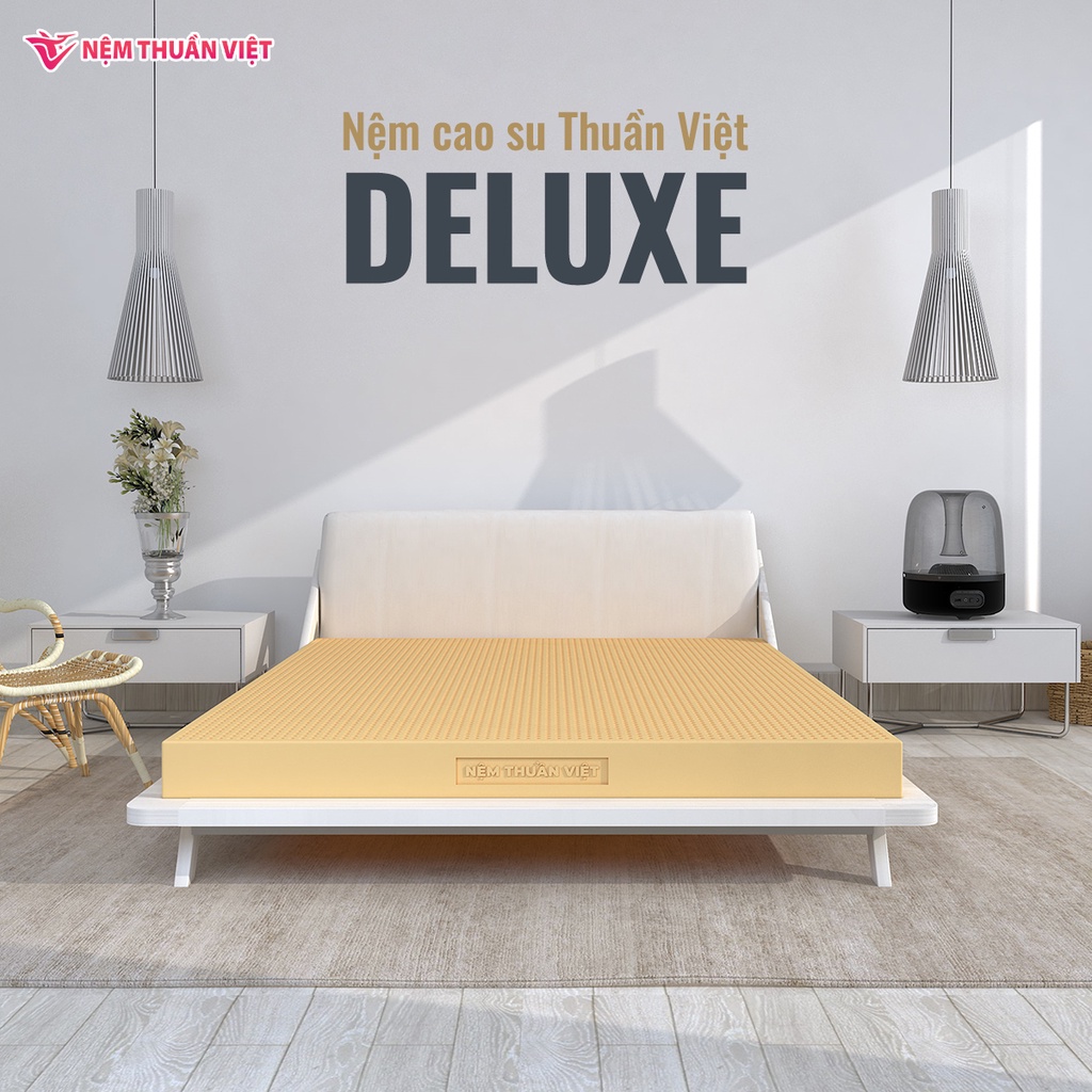 Nệm Cao Su Thuần Việt Deluxe 100% Cao Su Thiên Nhiên, Bền Bỉ, Thoáng Mát, Êm Ái