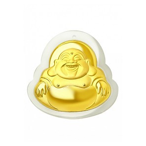 Mặt dây phỉ thúy Phật Bà, Di lặc dát vàng 24K