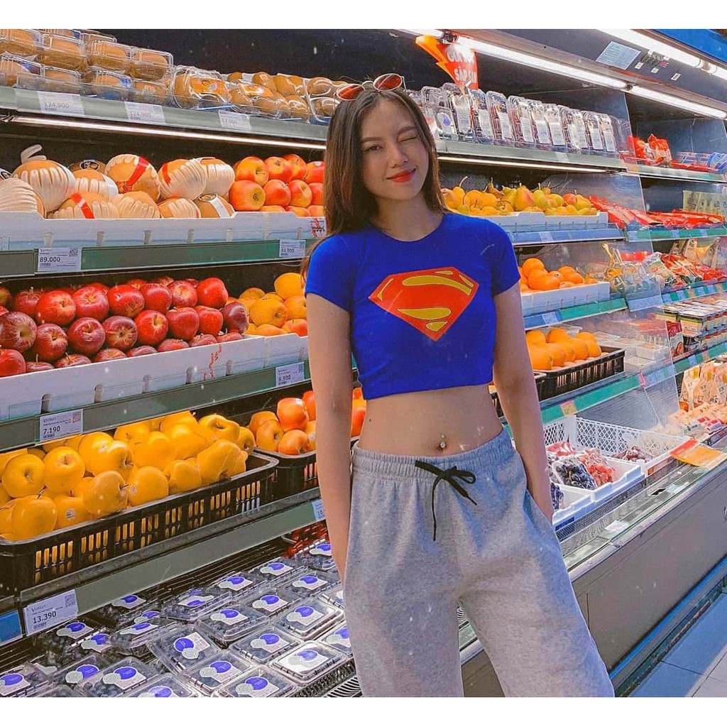 áo croptop in hình mặt tam giác siêu nhân cực xinh tươi