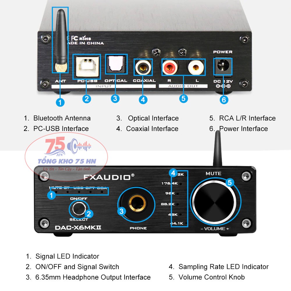 DAC nghe nhạc FX Audio X6 MKII kết hợp Bluetooth 5.0 chính hãng - Tặng dây USB Aucharm