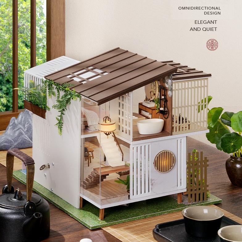 Nhà búp bê DIY Doll House Miniature Elegent and Quite Kèm TẤM CHE BỤI + KEO + CÓT Nhạc