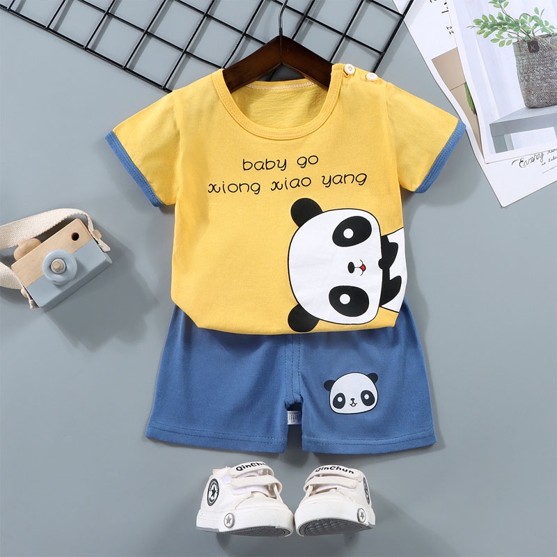 SUGE Bộ Đồ Ngủ Áo Thun Tay Ngắn Phối Quần Dài Thời Trang Mùa Hè Cho Bé Trai / Gái 0-6 Tuổi