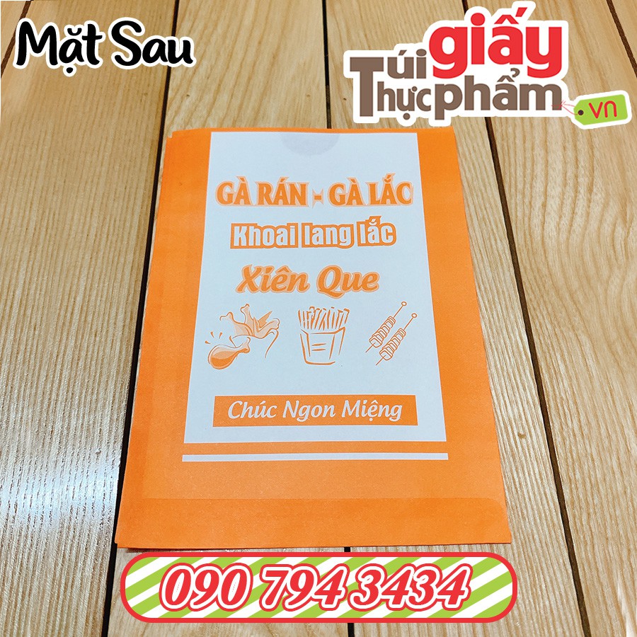 1000 túi giấy Gà Rán - Khoai Lắc - Xiên Que - Chuối Chiên (Fort - in sẵn)