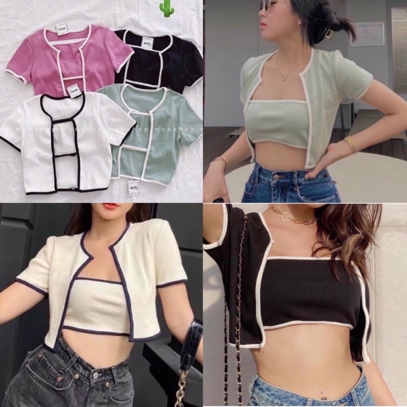 Áo Ống Viền Kèm Áo Khoác Cực Hot Phong Cách SUNA FASHION