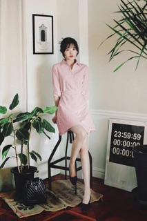 Đầm sơmi vạt chéo