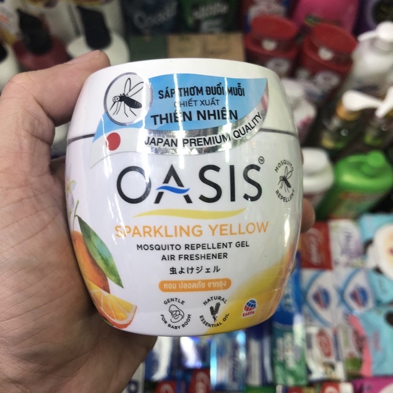 Sáp thơm đuổi muỗi OASIS Hương Cam 180gr chất lượng Thái Lan cao cấp mosquito repellent gel sparkling yellow