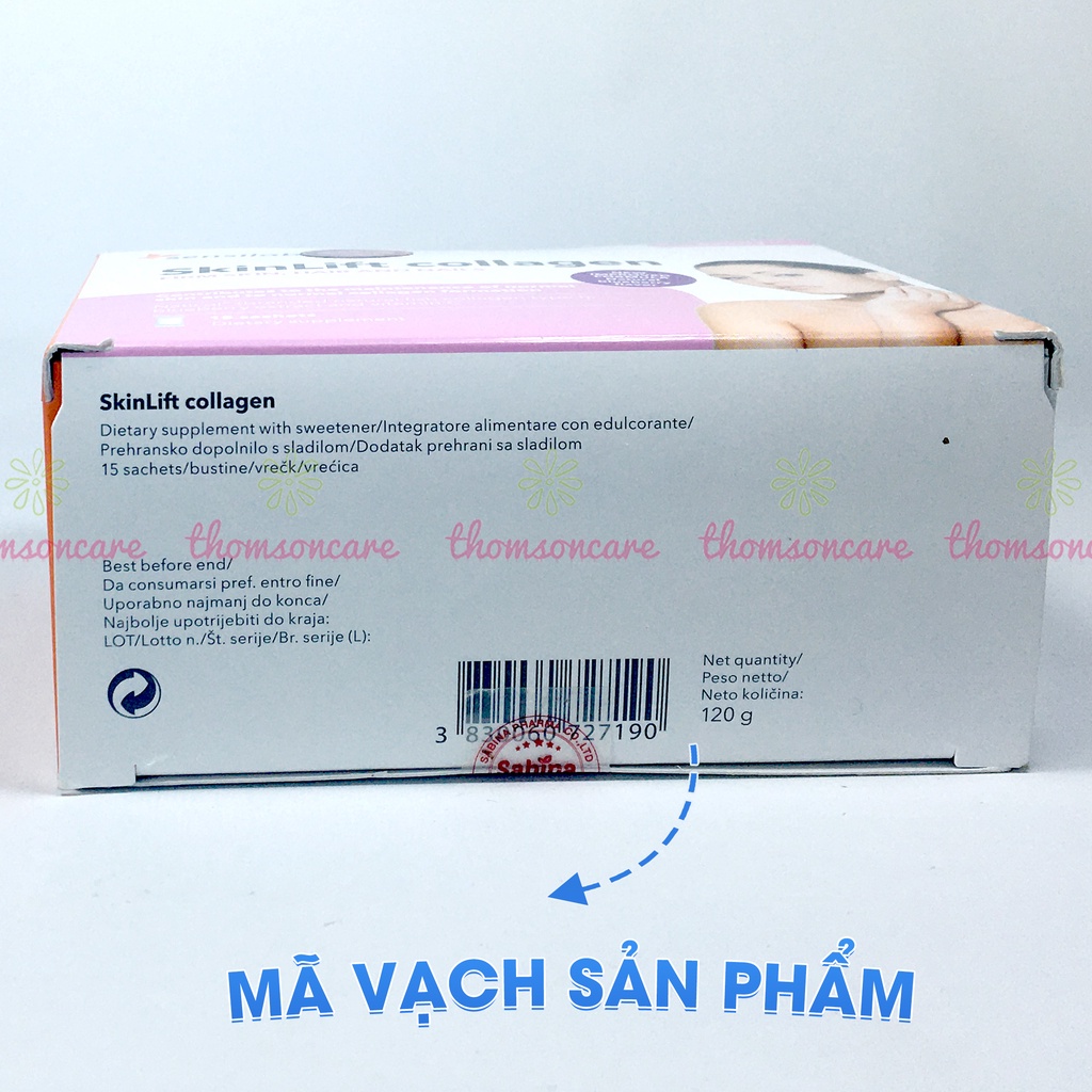 Skinlift Collagen làm đẹp da ngừa lão hóa - từ Dầu cá, Việt quất, colagen Hộp 15 túi