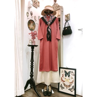 Set Áo Dài Rosemary Lụa Tây Thi Hồng Đất