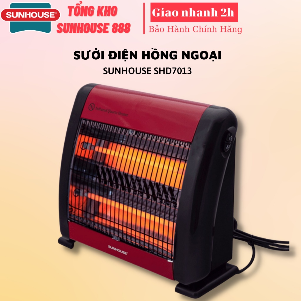 Đèn sưởi điện 2 bóng hồng ngoại Sunhouse SHD7013 công suất 800W tốc độ làm ấm nhanh