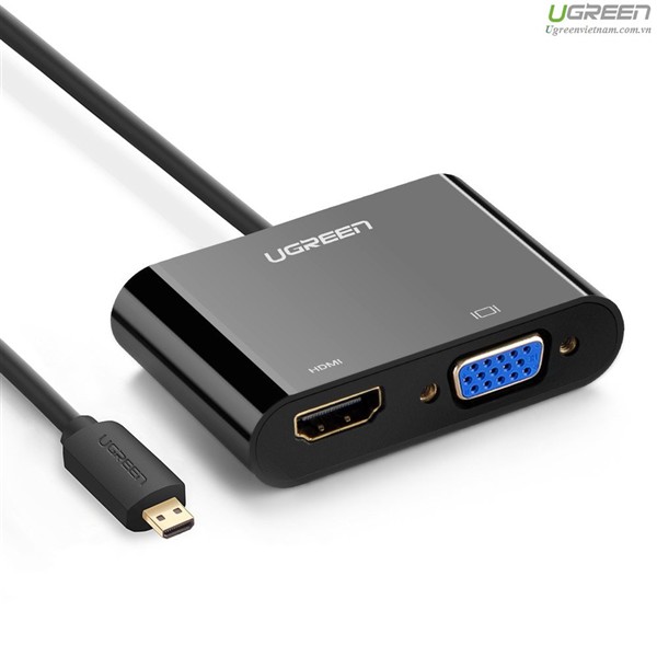 [Mã SKAMPUSHA7 giảm 8% đơn 250k]Cáp Chuyển Micro HDMI To HDMI Và VGA Ugreen MM115 30355 - Đen - Hàng Chính Hãng