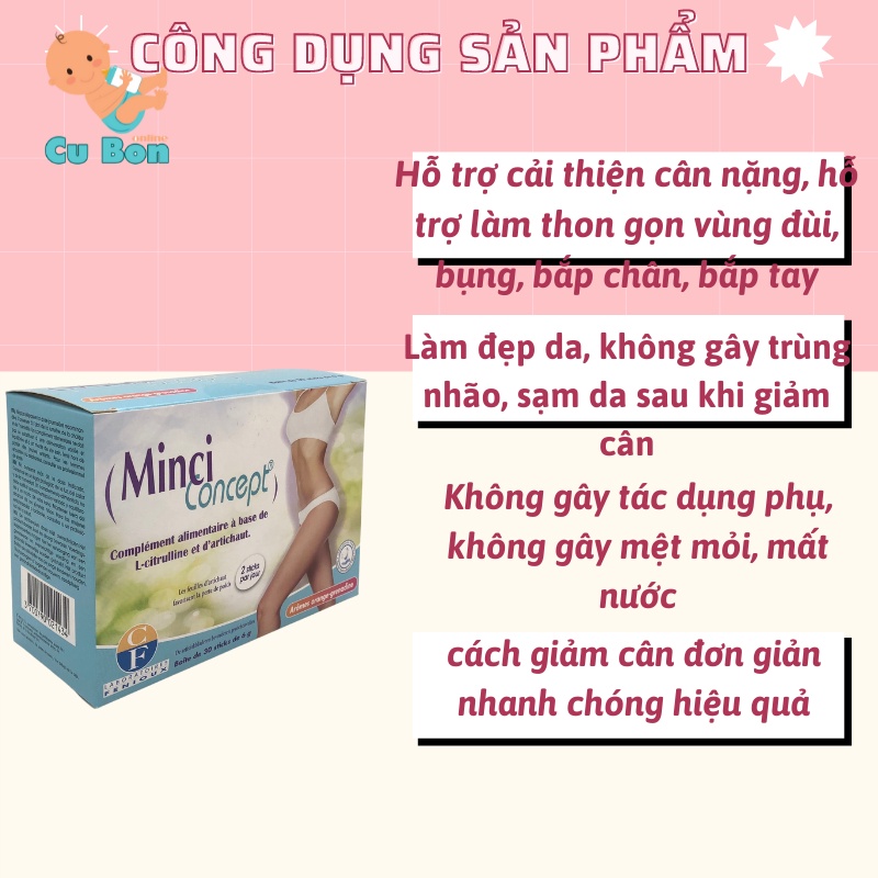Giảm cân nhanh hiệu quả Minci Concept của Pháp 30 gói chính hãng giảm mỡ bụng cho phụ nữ an toàn không gây mệt mỏi