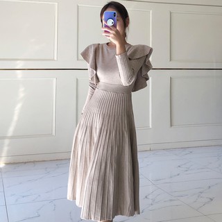 Váy len dáng dài xoè thun eo