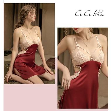 Váy Ngủ Sexy Phối Ren Dây Đan Chéo Xẻ Đùi Gợi Cảm CiCi Bra - V3 | BigBuy360 - bigbuy360.vn