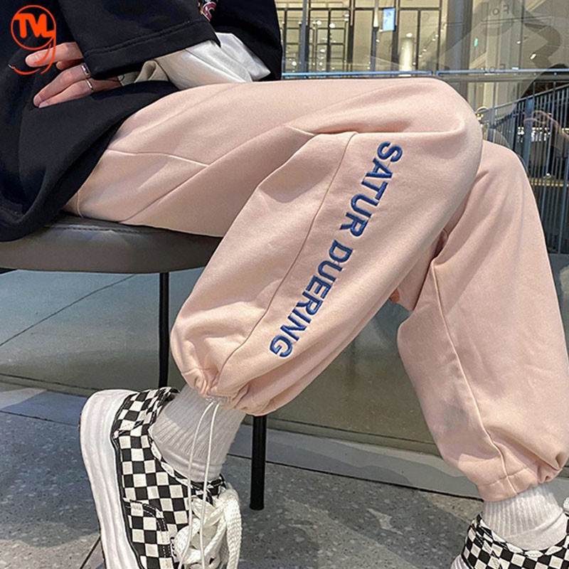 Quần Ổng Rộng Nam Nữ TVl1999, Quần Jogger Unisex Thêu Chữ Ulzzang Dây Rút Ở Gấu Chất Liệu Umi Mềm Mại Không Phai Xù.