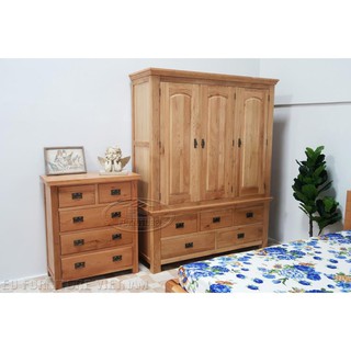Tủ áo gỗ sồi Mỹ 3 cánh 5 ngăn kéo 1m6 x 2m