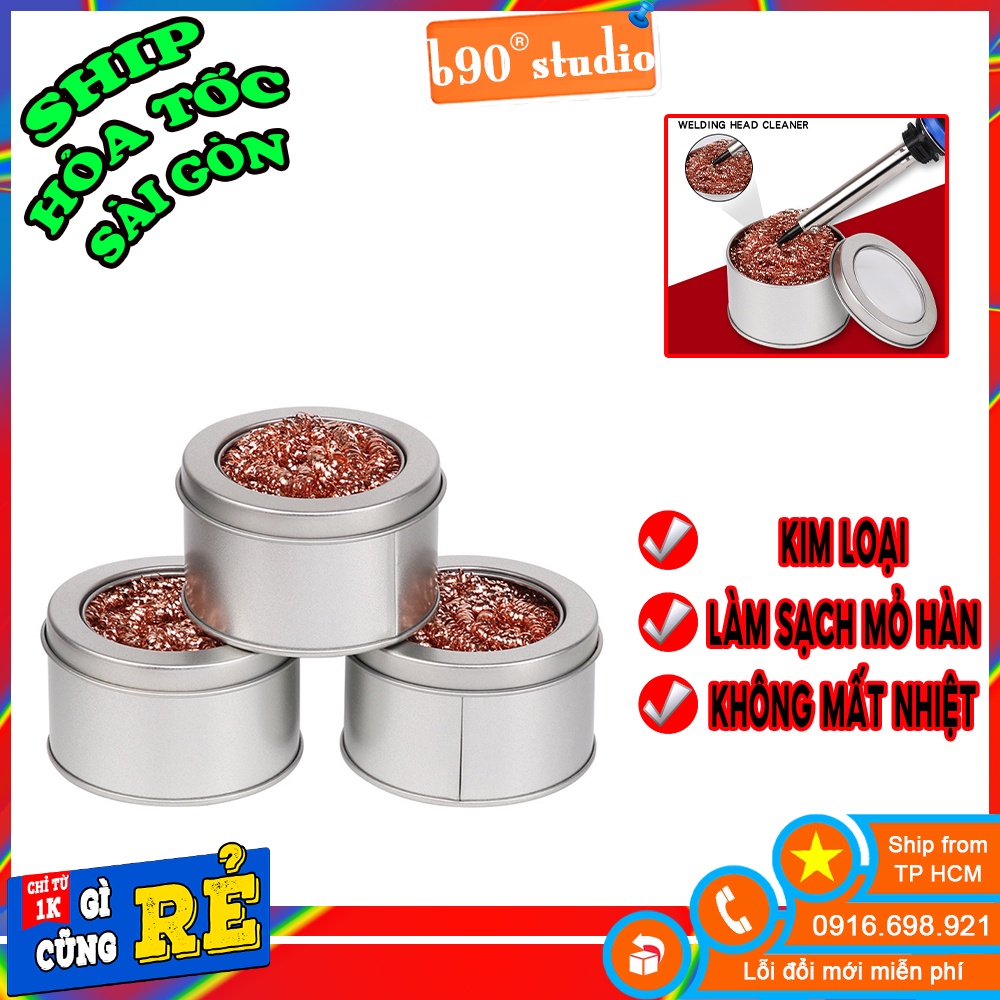 Bùi nhùi làm sạch đầu hàn mỏ hàn tay hàn chuyên dụng có hộp đựng