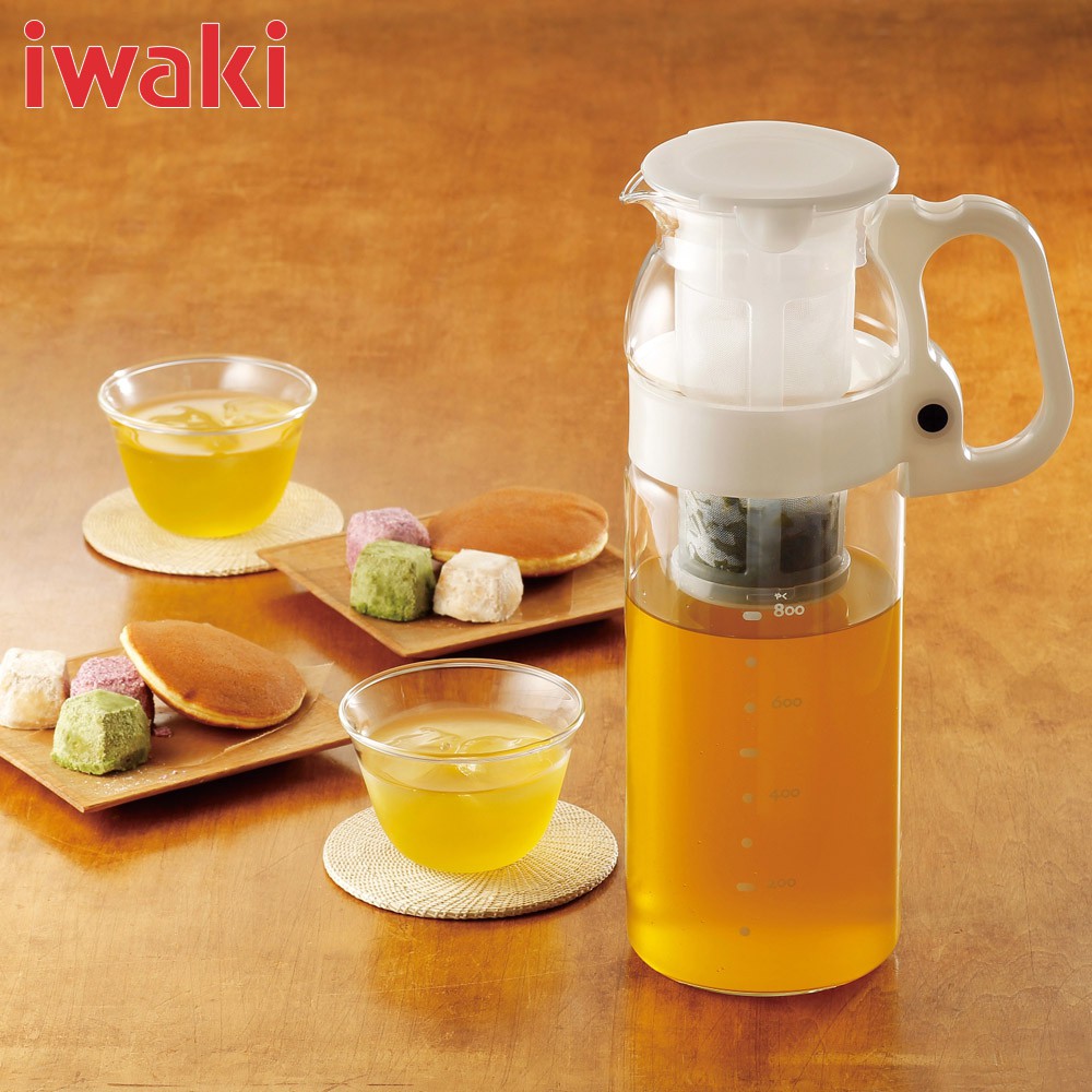 Bình nước thủy tinh Iwaki 1,3L tay cầm trắng THƯƠNG HIỆU NHẬT- CHẤT LƯỢNG NHẬT