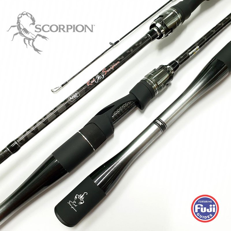 Cần câu lure trắng đen máy đứng và ngang cao cấp Scorpion khoen FUJI mã CM16 Trắng đen