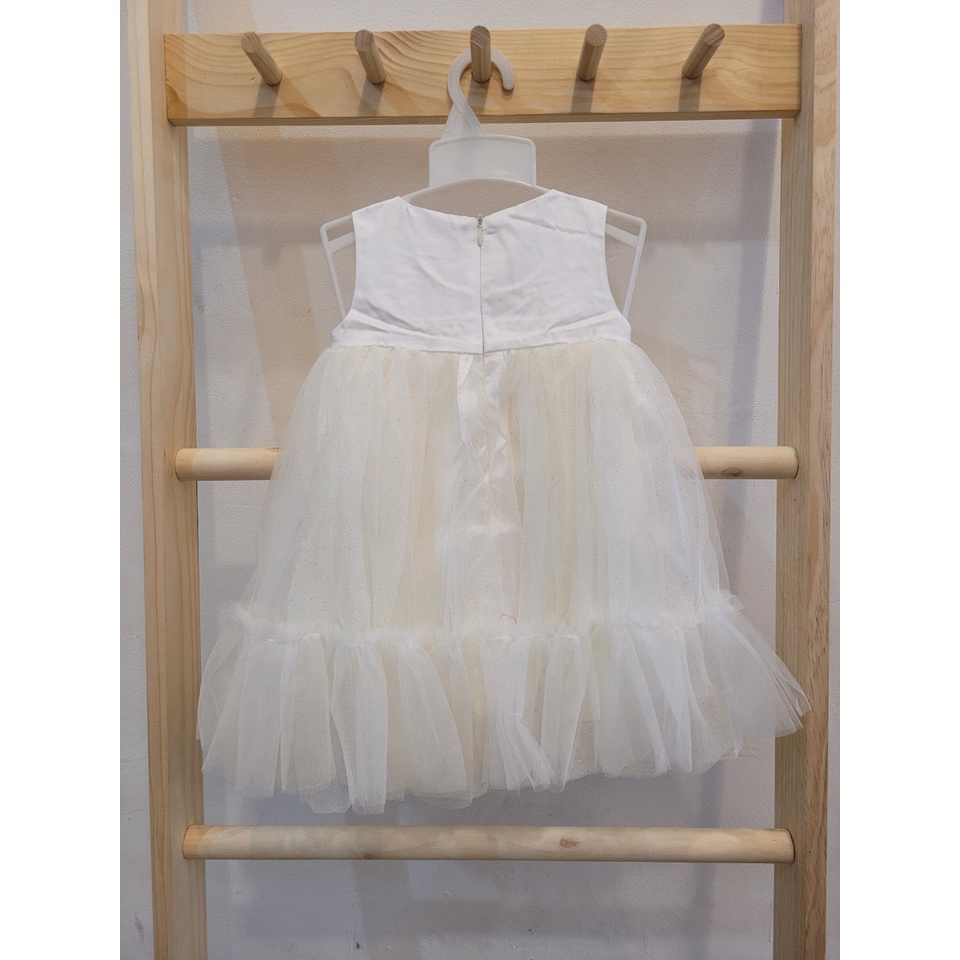 ĐẦM CÔNG CHÚA VOAN TRẮNG ĐÍNH REN NGỰC CHO BÉ GÁI