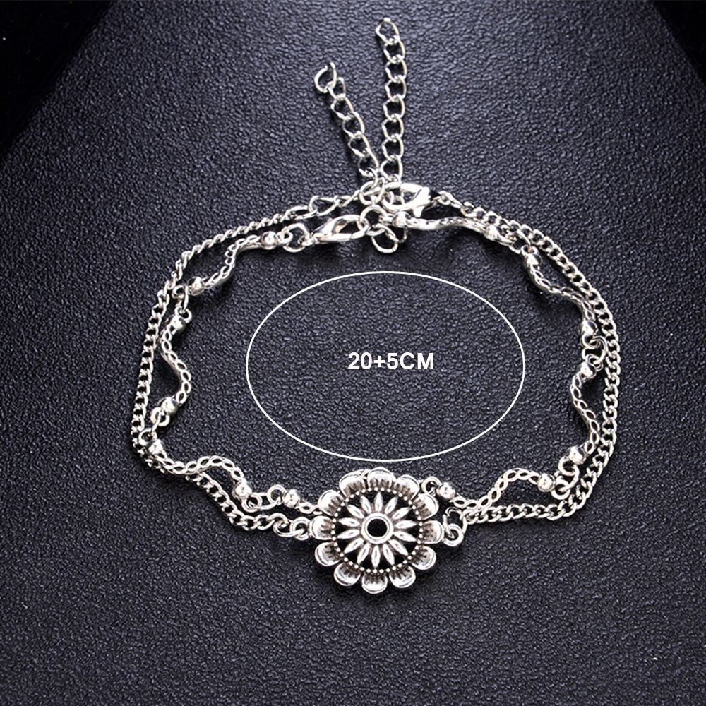 Bộ lắc chân màu bạc dạng gợn sóng thời trang | BigBuy360 - bigbuy360.vn