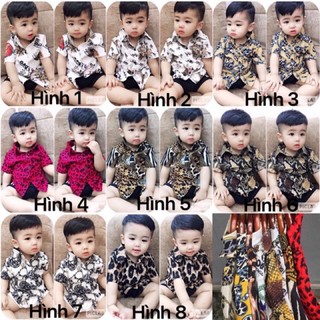 Áo sơ mi lụa 3D bé trai cực chất