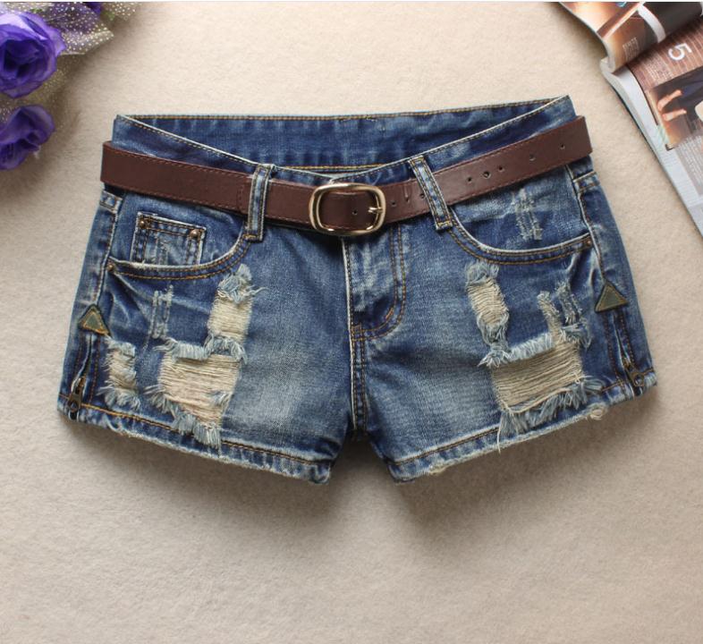 Quần Short Jeans Rách Lưng Thấp Size S / 3Xl Thời Trang Cho Nữ