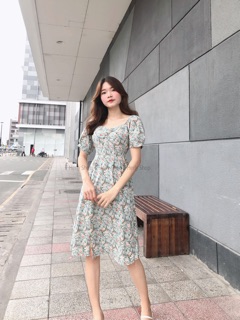ĐẦM MIDI TAY PHỒNG XẺ TÀ