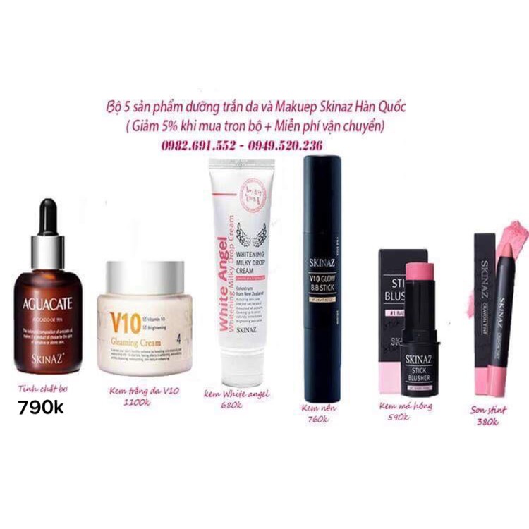Bộ 6 sản phẩm dưỡng da và makeup Cao cấp Skinaz Hàn Quốc