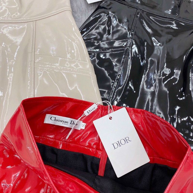 Chân váy da bóng trơn cạp cao hàng QCL1