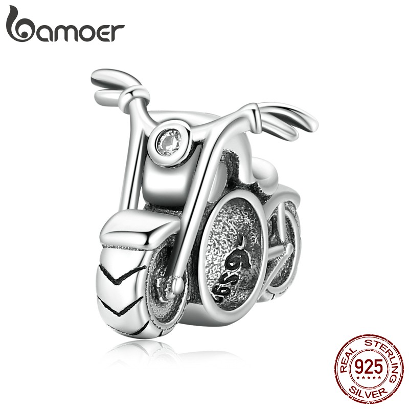 Mặt phụ kiện Bamoer Bsc533 bạc 925 hình xe moto làm vòng tay diy/quà tặng