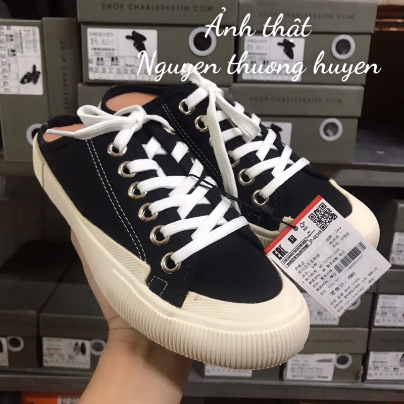 Giày sục thể thao sneakers ZR xuất trơn basic, giầy thể thao canvas Full box MS-6858