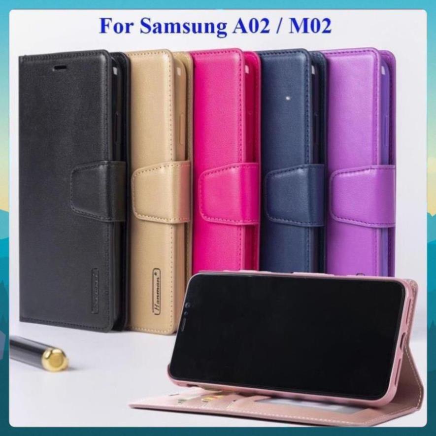 [FreeShip] Bao da dạng ví Samsung Galaxy A02 / M02 hiệu hanman cao cấp, ngăn đựng thẻ ATM tiền tiện 
