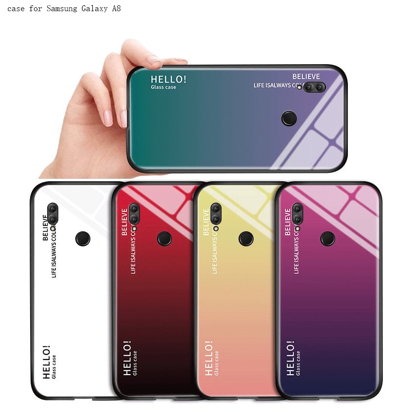 Samsung Galaxy A8 A9 A7 A6 2018 Plus A9S A6+ A8+ A730 A750 A530 Cho Ốp lưng điện thoại In Hình Hello Aurora Rainbow Gradient