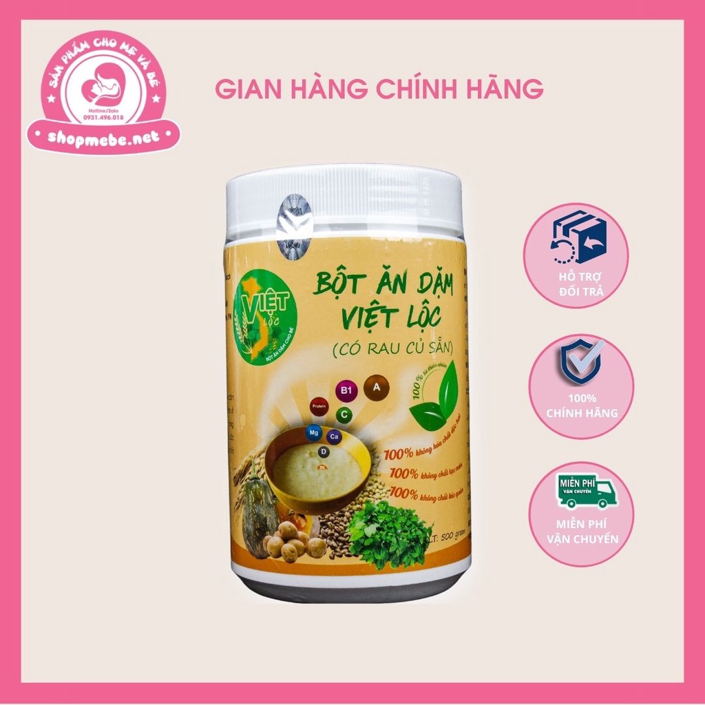 Bột ăn dặm Việt Lộc chính hãng không chất phụ gia Hộp 500g
