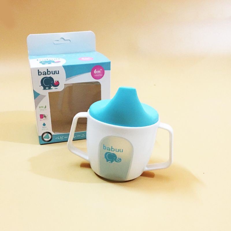 Cốc uống nước cho bé, Cốc tập uống 2 tay cầm Baby Babuu Nhật Bản 150ml cho bé