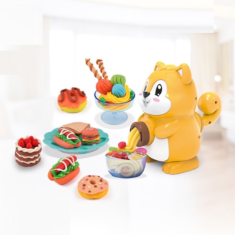 Đồ Chơi Đất Nặn An Toàn Cho Bé, được làm từ bột mì ăn được - Có 2 mẫu Máy Bay & Sóc Nâu