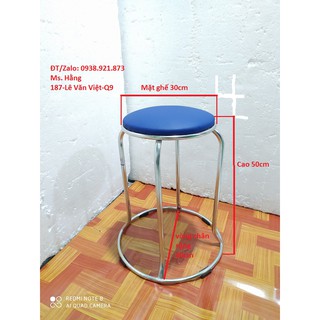 Ghế đôn inox mặt nệm cao 50cm-GD05-B