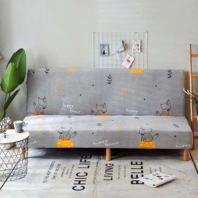 Bọc ghế sofa bed sofa giường hoạ tiết cáo và nấm