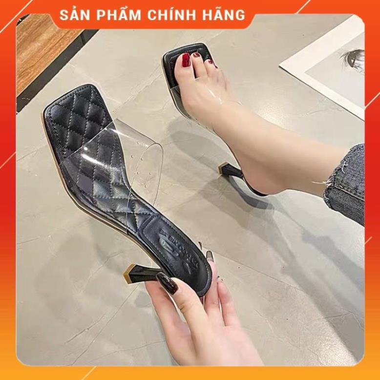 (ORDER) Guốc bản to trong suốt đế trần trám BIG SIZE 35-42 -hi9