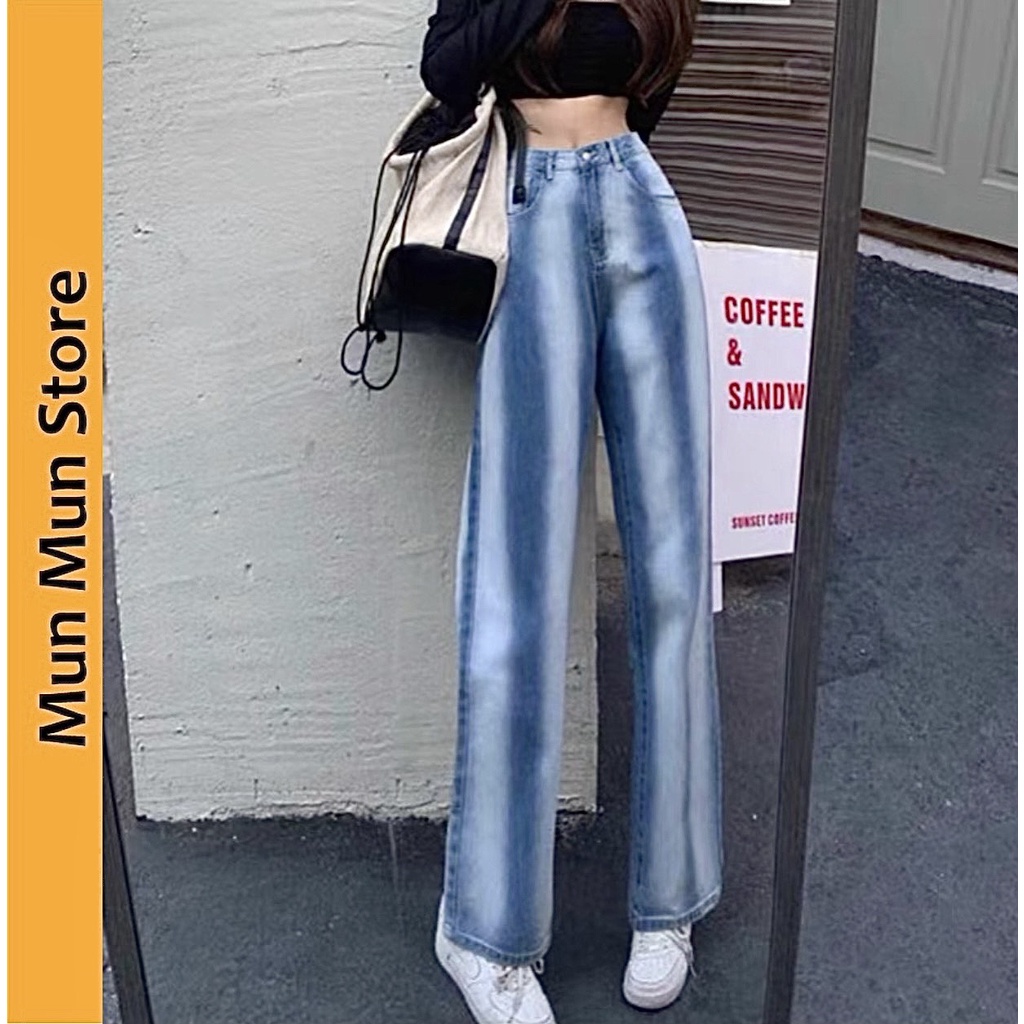Quần Suông Nữ Loang 2 Màu MunMunStore Quần Bò Nữ Cao Cấp Hack Dáng 149